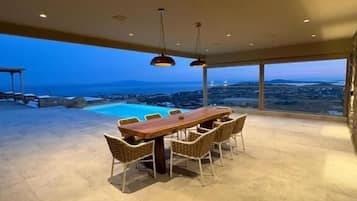 Family Villa, Balcony, Sea View | Dining