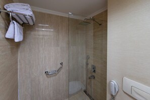 Standard Double Room, City View | Bathroom | Hair dryer, slippers, towels, soap