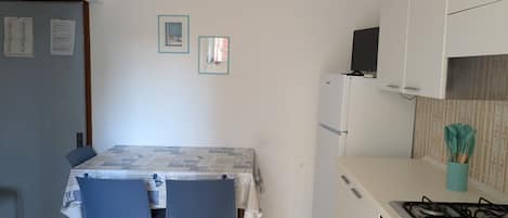 Fridge, oven, stovetop, cookware/dishes/utensils