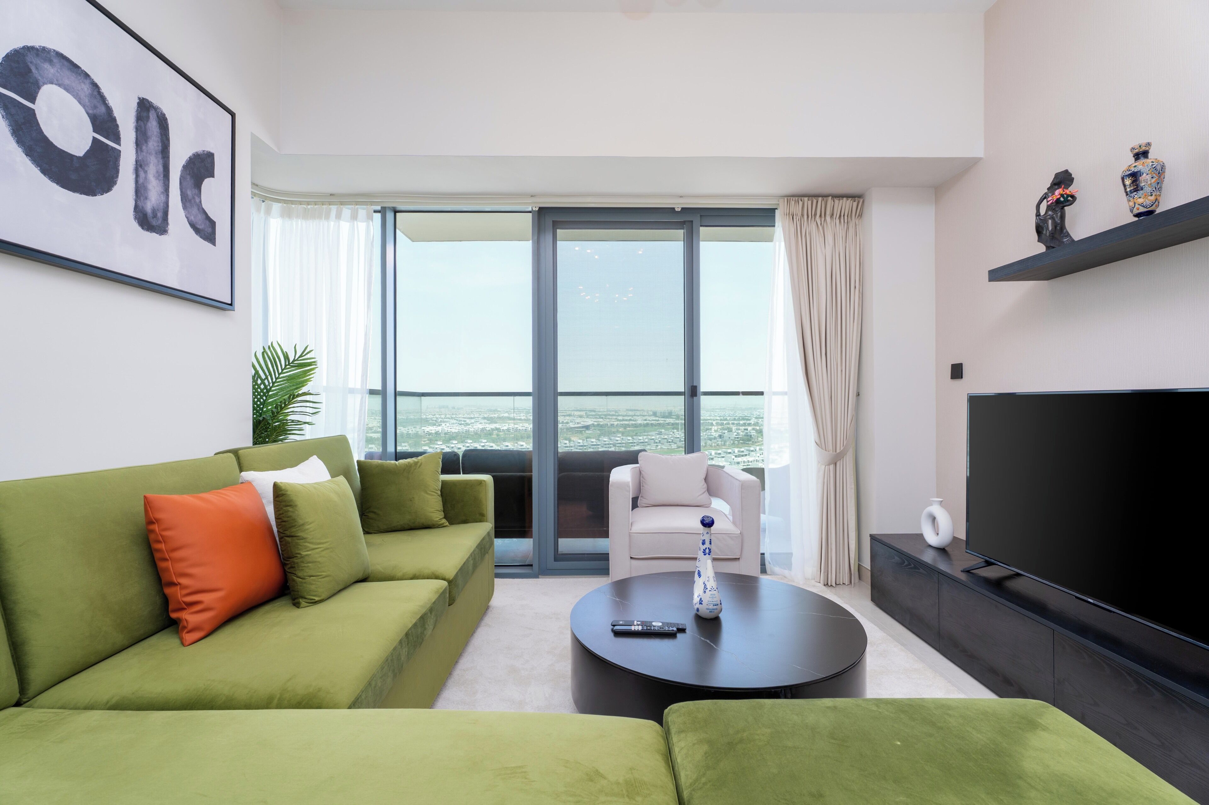 Comfort Apartment, 2 Bedrooms, Balcony, Golf View | Living area | 55-inch Smart TV with digital channels, Netflix, Hulu