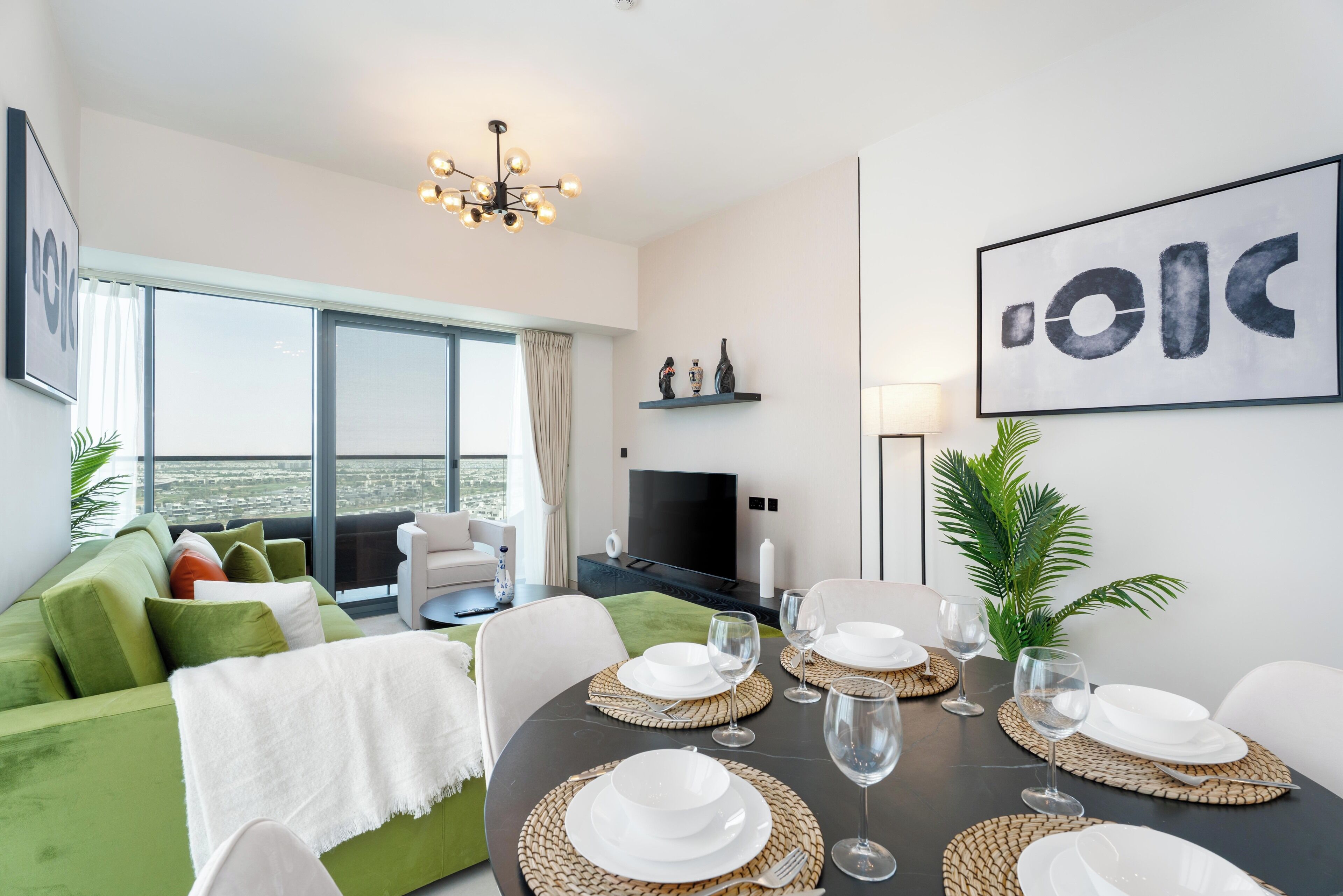 Comfort appartement, 2 slaapkamers, balkon, uitzicht op golfbaan | Woonruimte