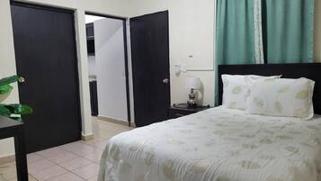 Laptop workspace, free WiFi, bed sheets