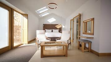 Suite | Desk, laptop workspace, blackout curtains, iron/ironing board