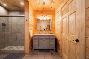Bathroom - Cozy Hocking Hills Chalet ~ Hot Tub ~ Sleeps 6 ~ Near Old Man's & Ash Caves (South Bloomingville)