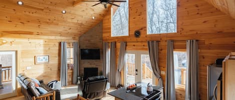 Smart TV, chimenea, videojuegos y reproductor de DVD