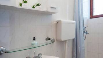 Apartment (Double Room with Sea View and Balcony) | Bilik Mandi | Pancuran mandi, tuala disediakan