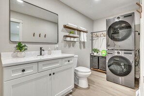 Hair dryer, towels