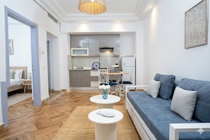Apartment, 1 Bedroom, Accessible, Smoking | Living room - Charming 2-bedroom Apartment With Ocean View in Carthage (La Marsa)