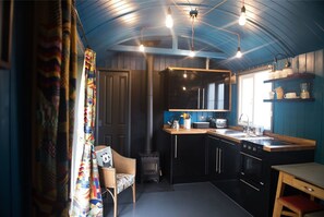 Fridge, oven, stovetop, electric kettle - Shepherds hut & wood burning hot tub in the heart of Pembrokeshire countryside. (Pembrokeshire)