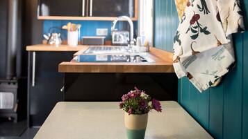 Fridge, oven, stovetop, electric kettle