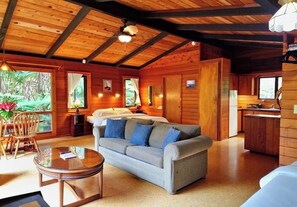 Living area - Two Peaceful cabins in marvelous Volcano for a relaxing stay. (Volcano)