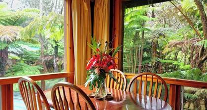 Two peaceful cabins in marvelous Volcano, Hawaii for a relaxing stay.