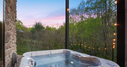 Luxe Stone Cabin | Custom Cave Shower | Hot Tub