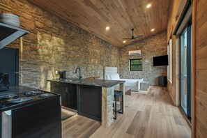 Interior - Luxe Stone Cabin | Custom Cave Shower | Hot Tub (McArthur)