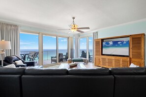 Condo, 3 Bedrooms, Ocean View, Beachfront | Living area - Grande Surf Club  (Panama City Beach)