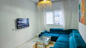 Family Apartment, 3 Bedrooms, Garden View | Living area - Elite Holiday Homes - Akdital & Aéroport (Fes)