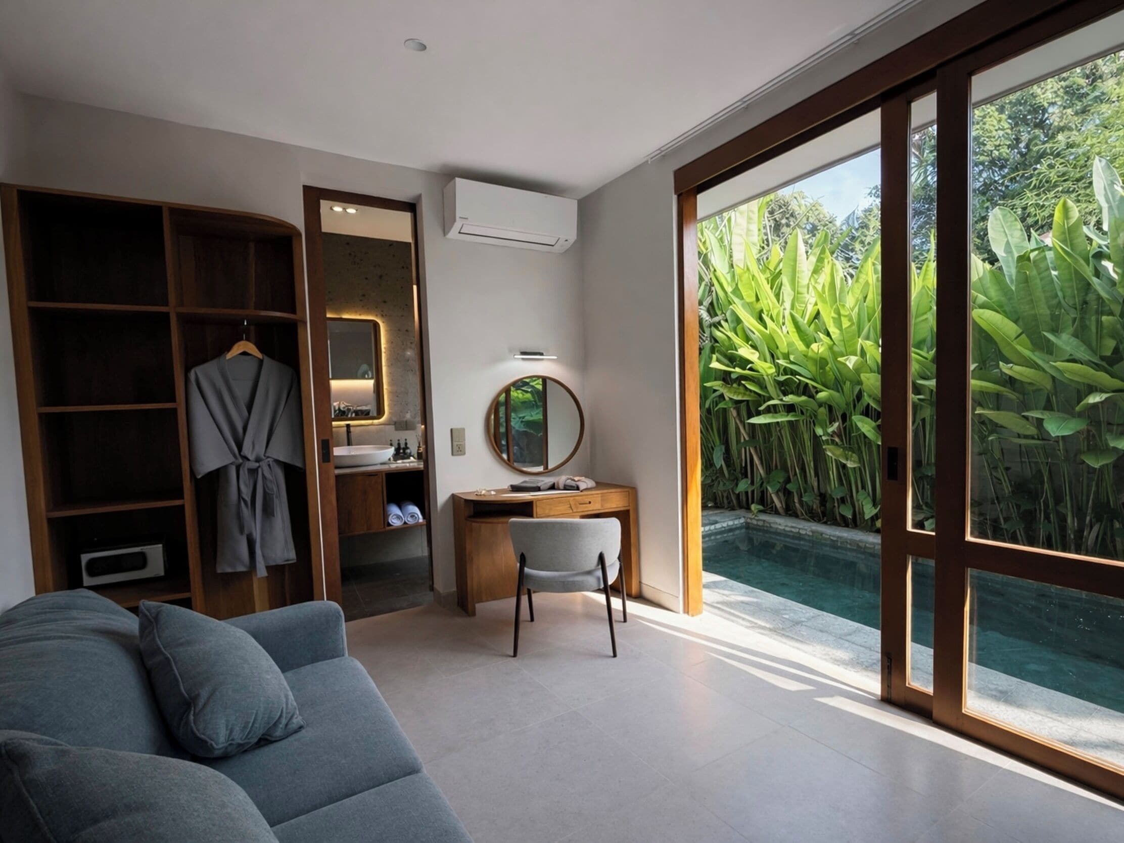 One Bedroom Private Pool Villa | 起居區 | 43-吋智慧型電視，提供數位頻道