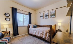 3 bedrooms, desk, iron/ironing board, travel cot