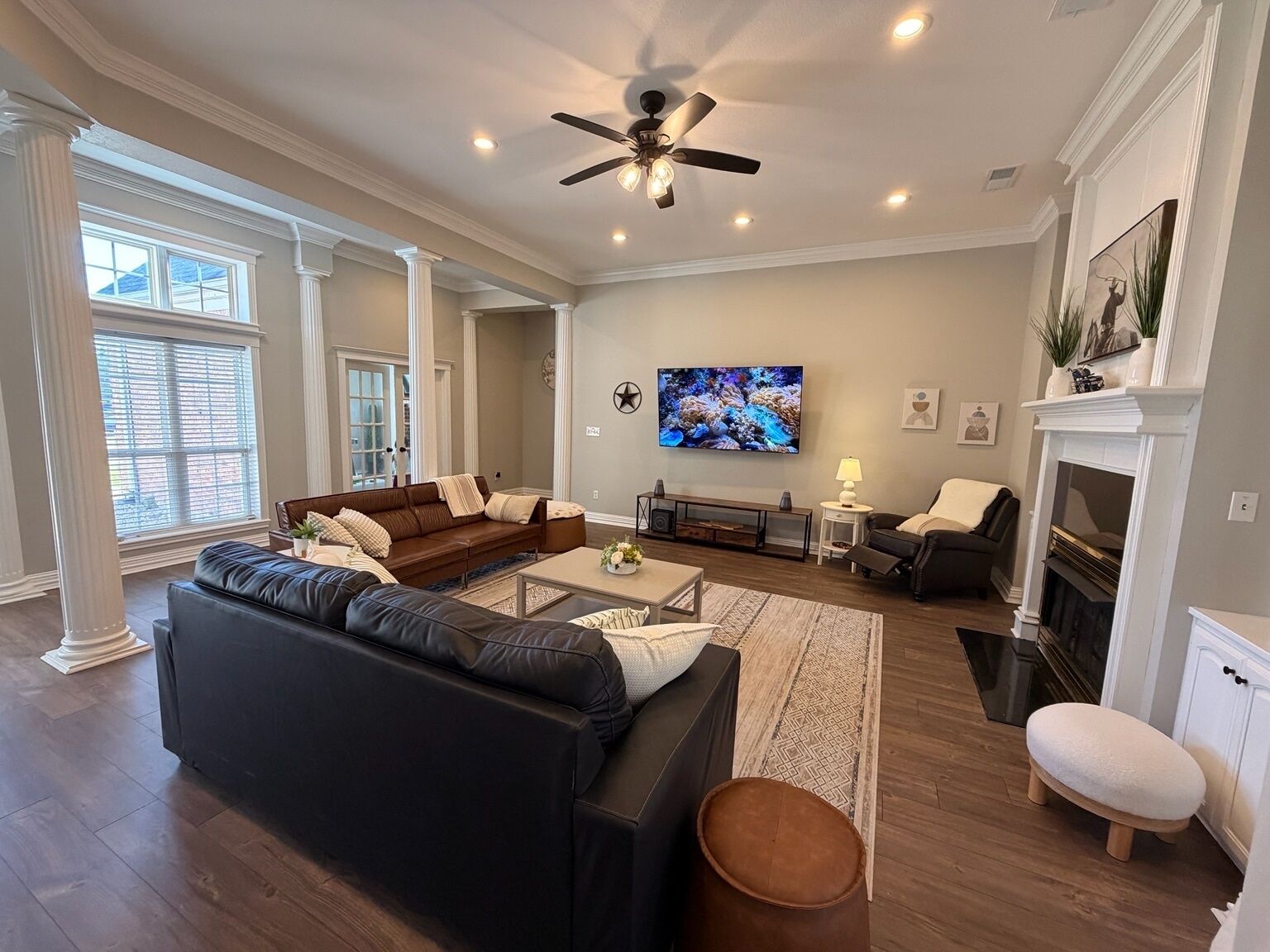 Smart TV, foosball, computer monitors
