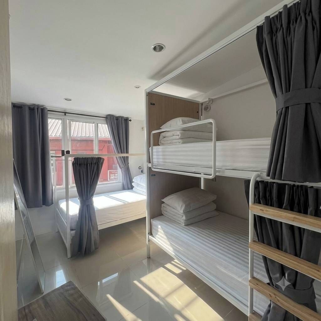 Shared Dormitory, Balcony, City View (3 Beds Mixed) | Frette Italian sheets, premium bedding, down comforters