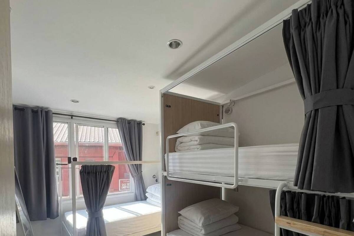 Shared Dormitory, Balcony, City View (3 Beds Mixed) | Frette Italian sheets, premium bedding, down comforters