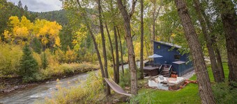 Tranquil cabin right on the San Miguel River, just 20 minutes from Telluride.