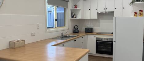 Microwave, oven, stovetop, electric kettle