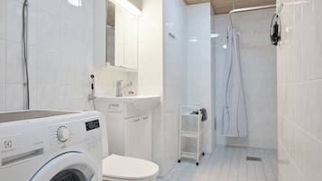 Standard Apartment, Courtyard View | Bathroom | Shower, hair dryer, towels, soap