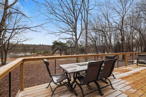 Outdoor dining - The Elevated Pine Escape | Hot Tub + Game Room (Albrightsville)