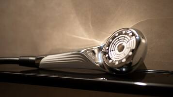 A stethoscope lying on a flat surface.