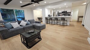 Smart TV, fireplace, table football, ping pong