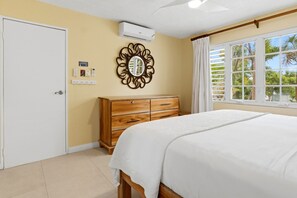 1 bedroom, desk, iron/ironing board, travel cot