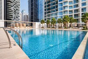 2 outdoor pools, open 8:00 AM to 10:00 PM, pool umbrellas, sun loungers - Gala Guests - Maison Prive Collection (Dubai)