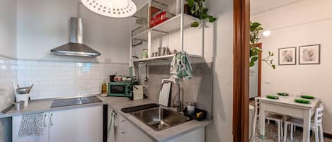 Fridge, microwave, dishwasher