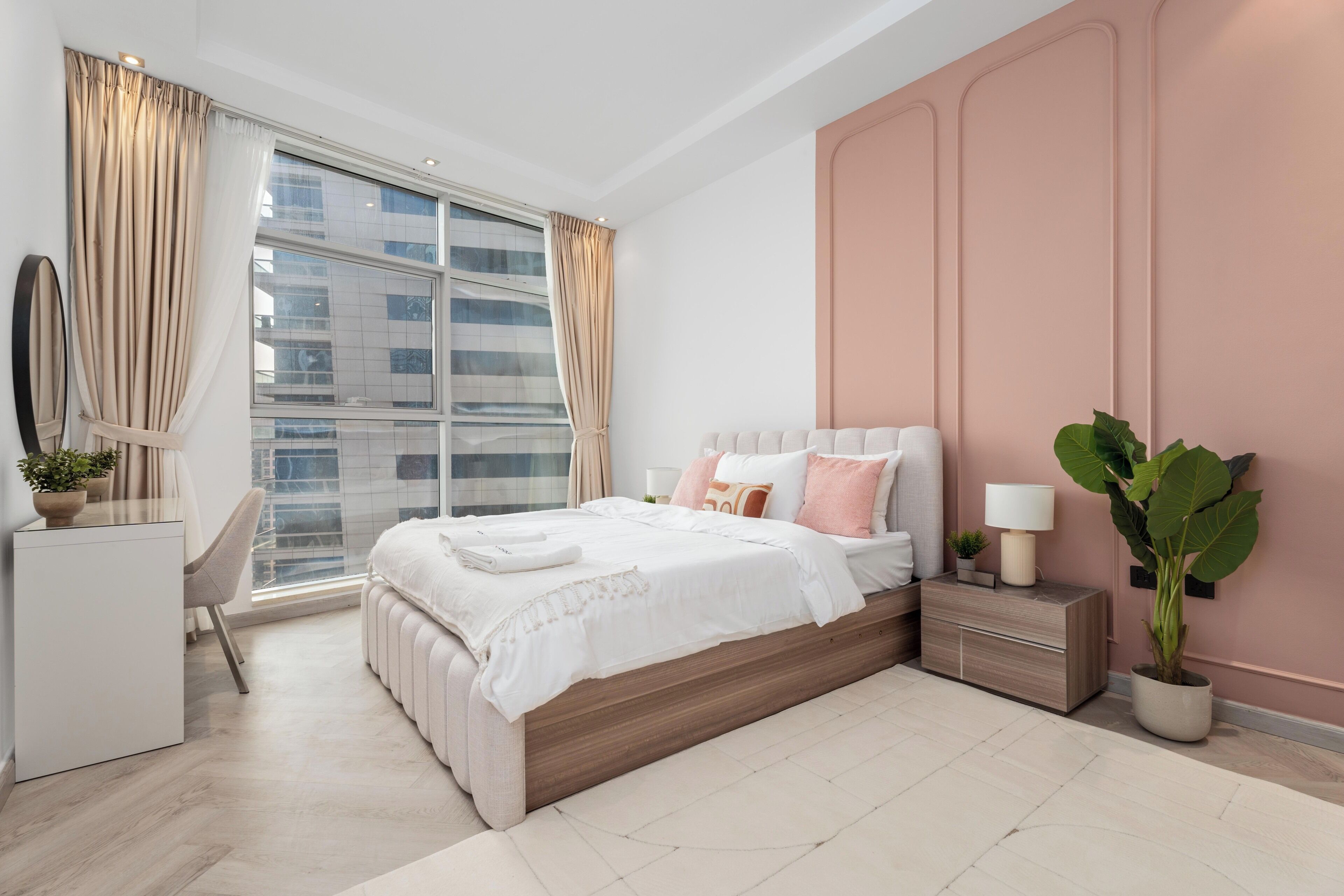 Departamento Prestigio, 4 habitaciones, cocina, vista a la playa | Sábanas de algodón egipcio y ropa de cama de alta calidad 