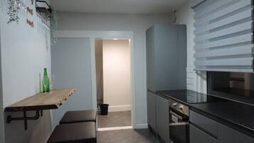 Fridge, microwave, oven, toaster