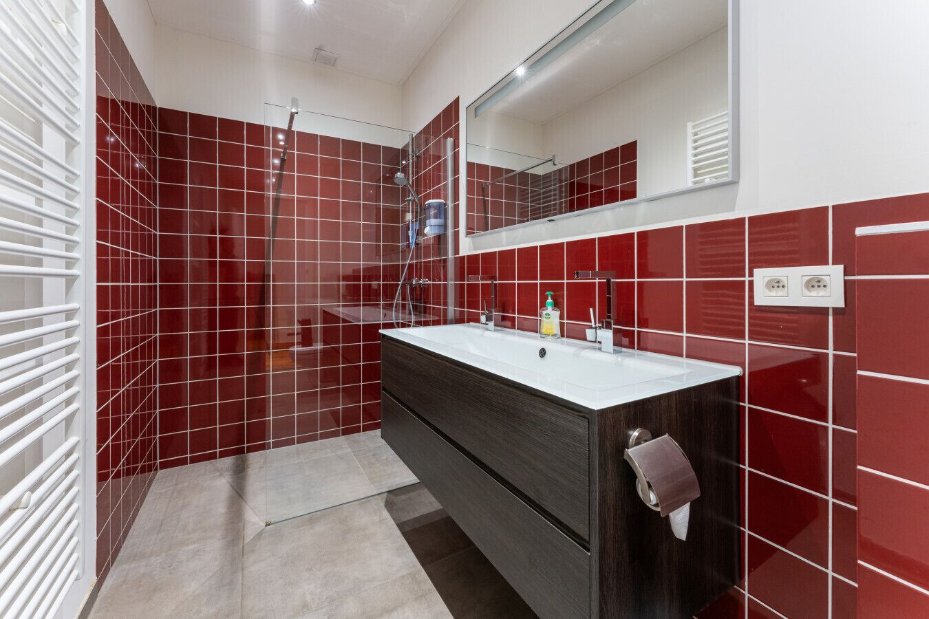 Hair dryer, towels, toilet paper
