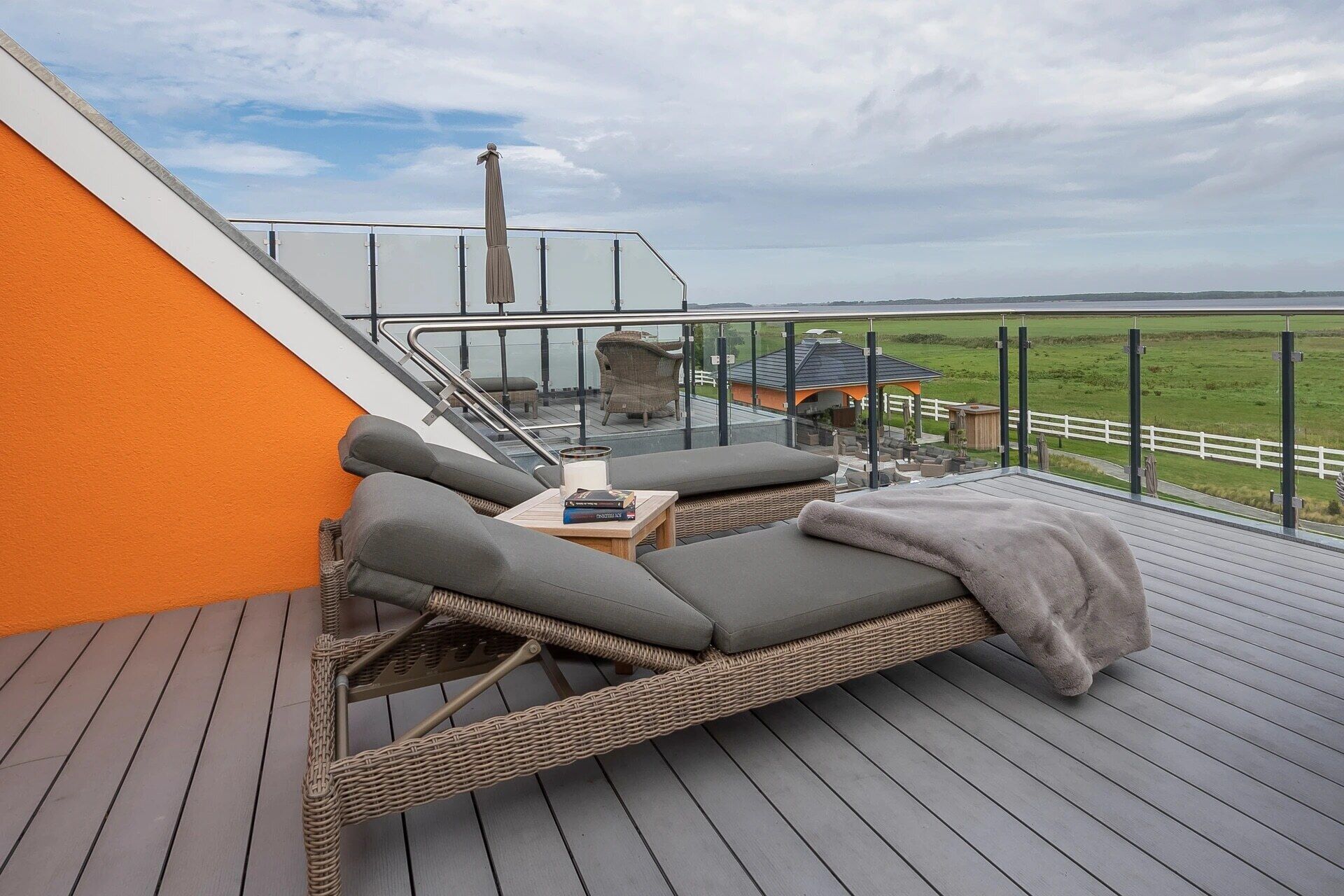 Familienapartment, Balkon, Meerblick | Terrasse/Patio