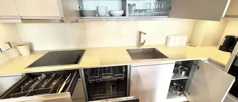 Kühlschrank, Mikrowelle, Ofen, Herdplatte
