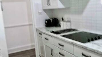 Fridge, microwave, oven, electric kettle