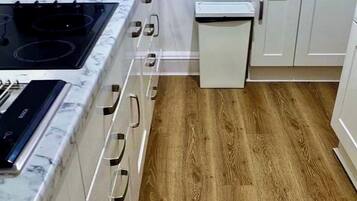 Fridge, microwave, oven, electric kettle