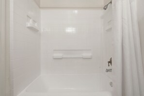 Hair dryer, bidet, towels, soap
