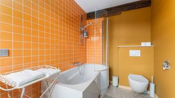 Hair dryer, towels, toilet paper