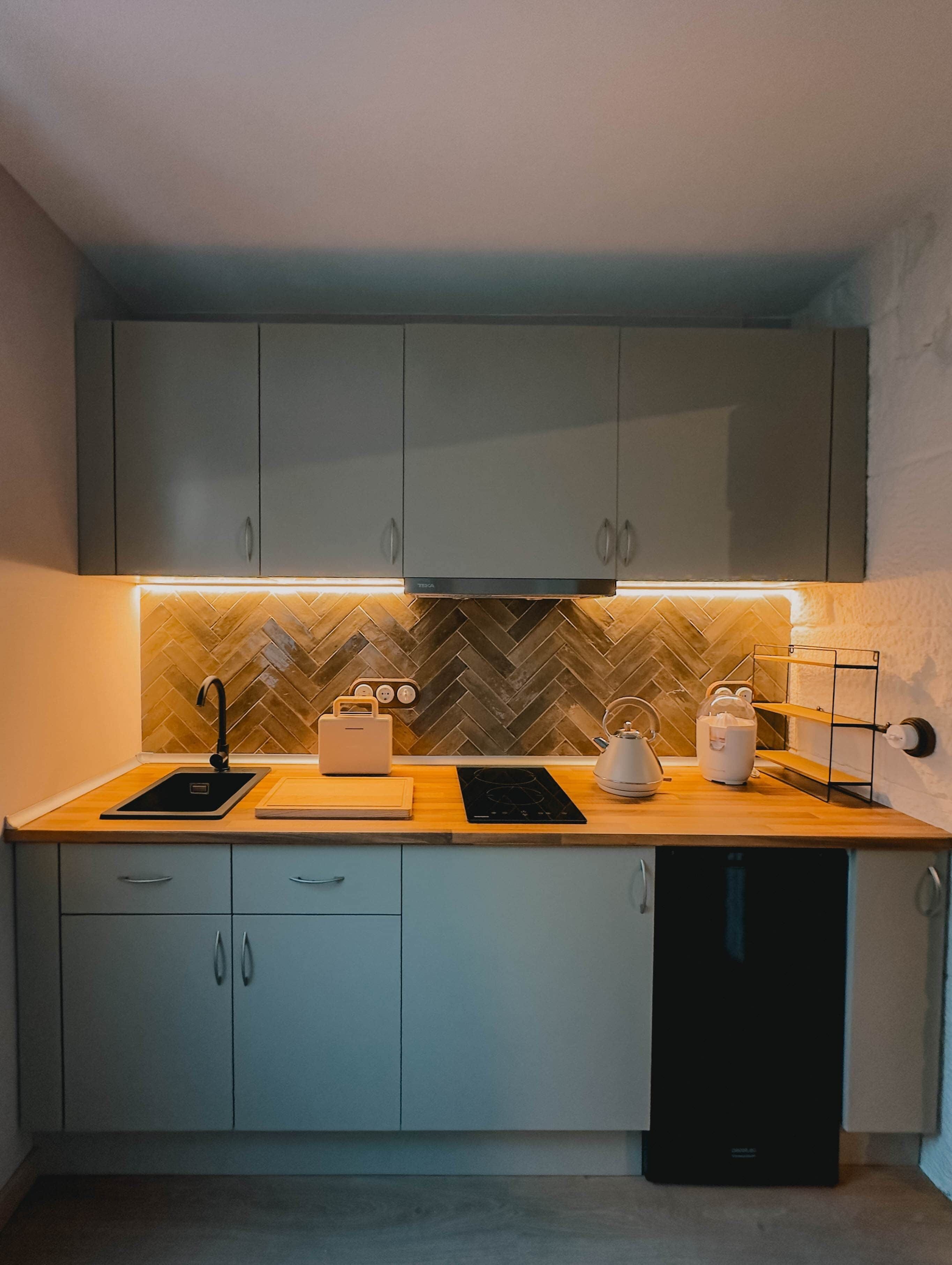 Frigorífico y placa de cocina