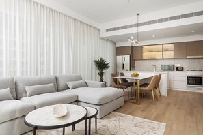 Apartment, Balcony, Sea View | Living area - Elegant 2BR Apartment with Sea View (Dubai)