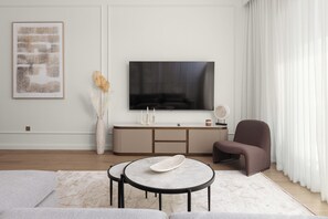 Departamento, balcón, vista al mar | Área de sala de estar