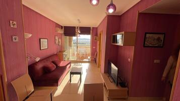 Apartment, 2 Bedrooms, Terrace, Pool View | Living room