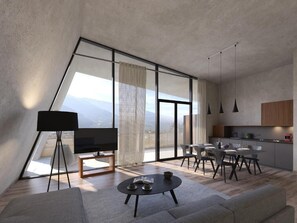 Penthouse, 1 Katil Kelamin (Double) dengan Katil Sofa, Balcony, Mountain View | Ruang tamu | 46 inci televisyen skrin rata dengan satelit 
