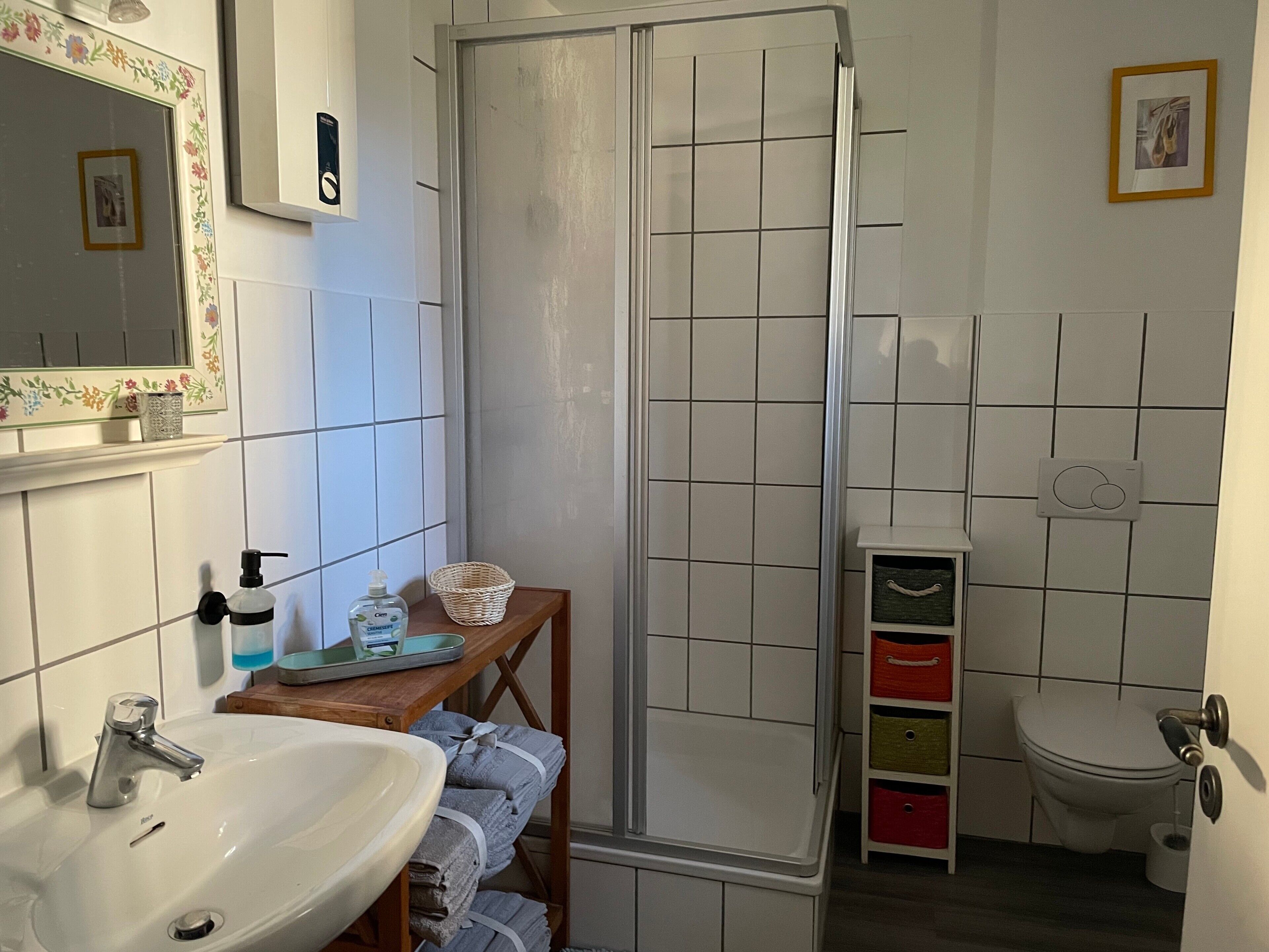 Ducha, secador de pelo, toallas