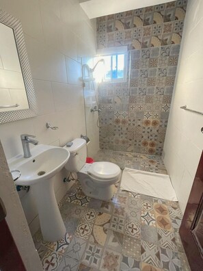 Dusche, Handtücher, Seife, Toilettenpapier